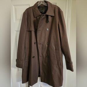 Men's Zara Brown Double-Breasted Coat, Size Largw